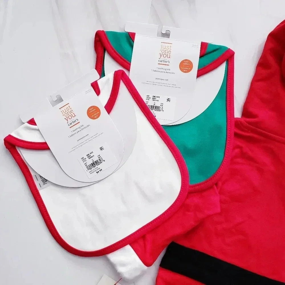 Cat & Jack Baby Lot Santa Outfit & 2 Bibs Carter's Christmas Holiday